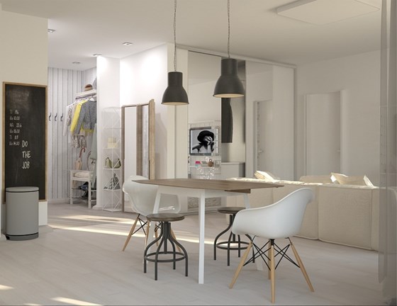 Интерьеры жилых помещений: нежный монохромный интерьер