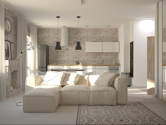 Интерьеры жилых помещений: нежный монохромный интерьер